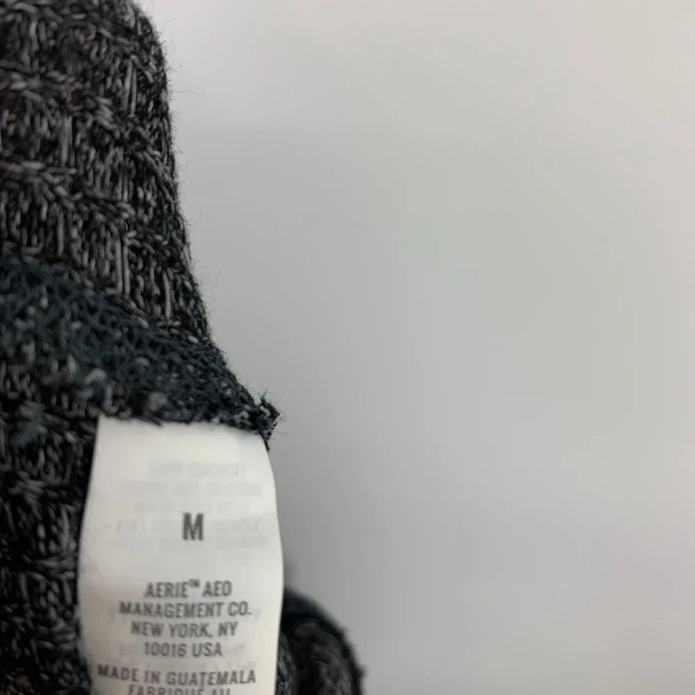 Aerie Leggings Black Gray Lounge Pull On Waffle Knit High Rise - Picture 13 of 13